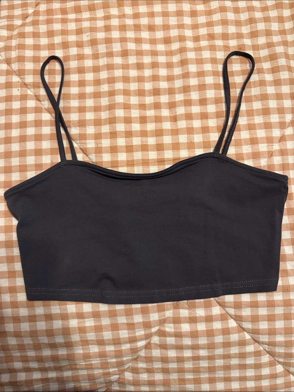Divided dark grey Spaghetti Strap Crop Camisole